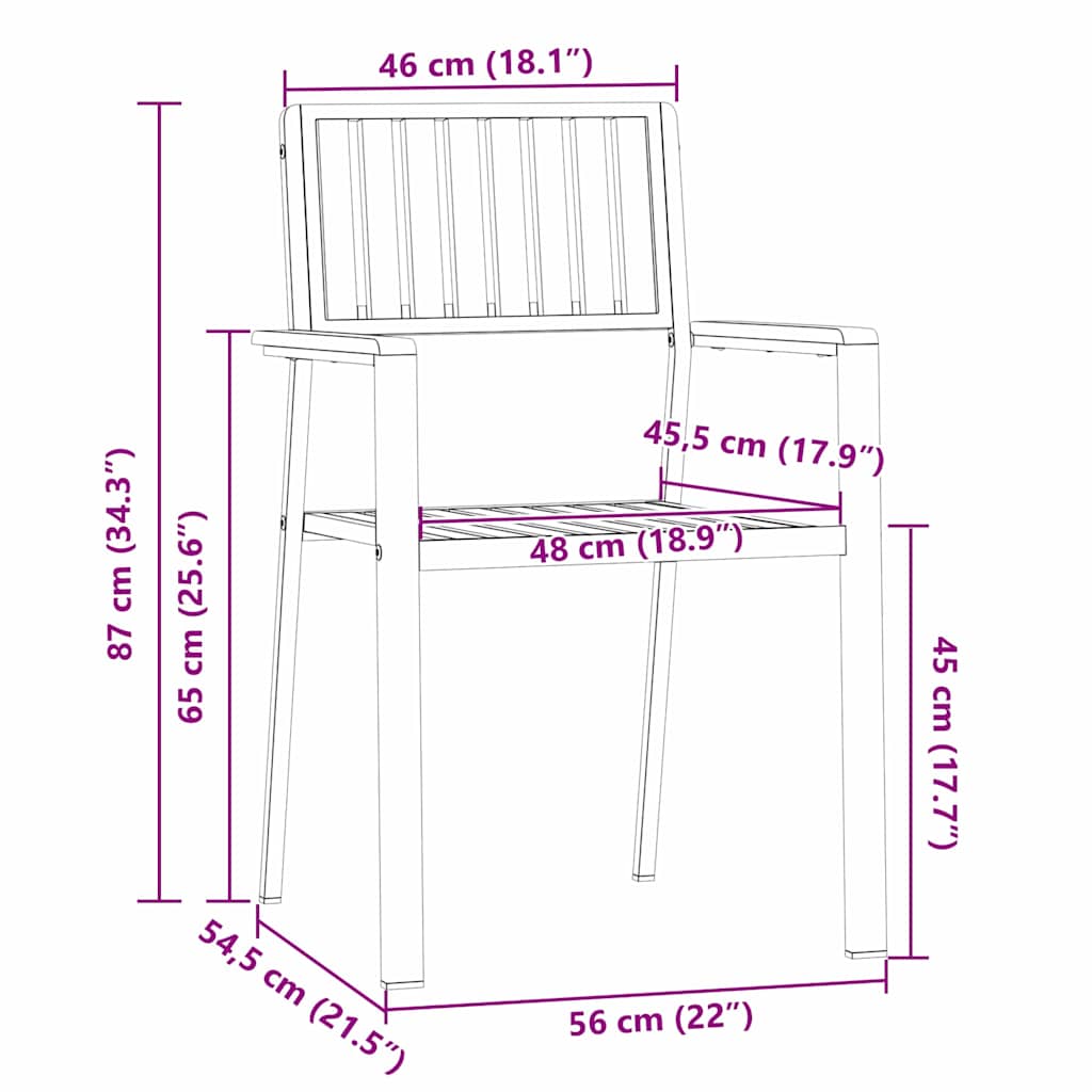 Garden Chair 6 pcs Solid Acacia Wood and Stainless Steel