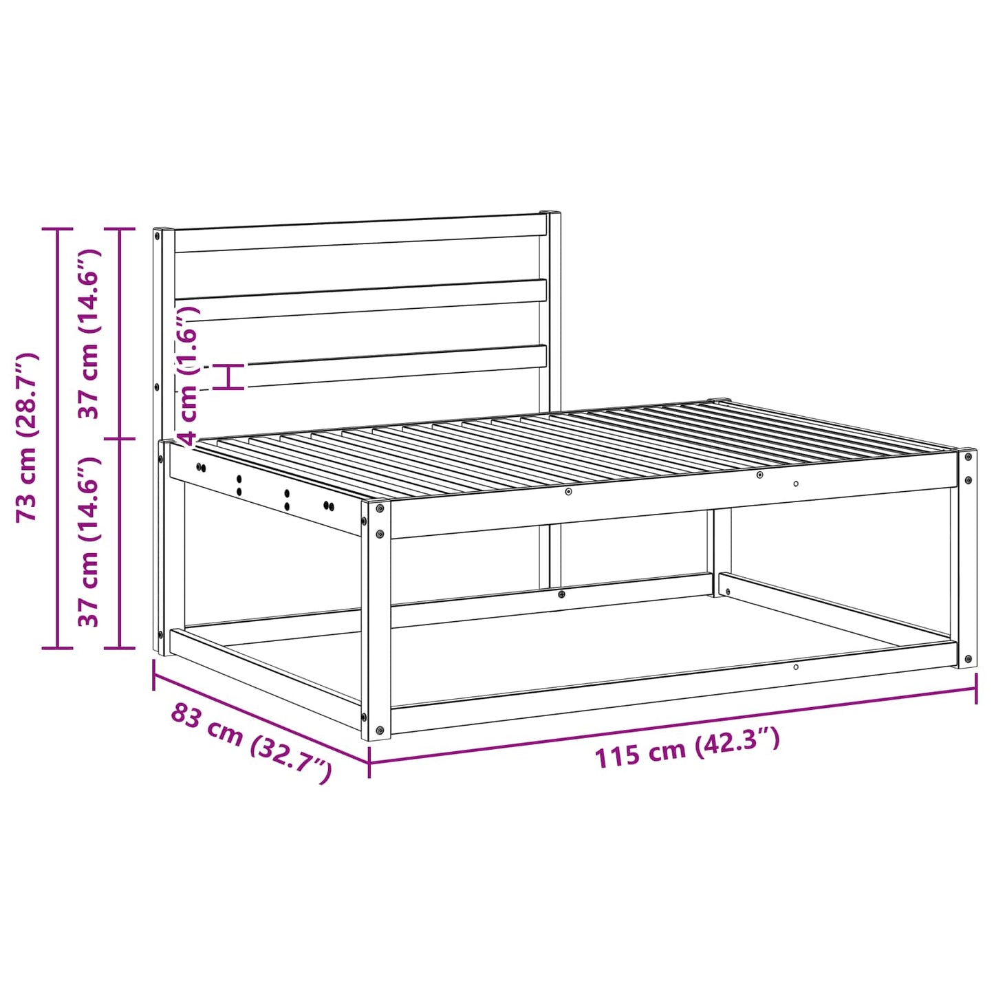 Outdoor Sofa Set Solid Acacia Wood Natural