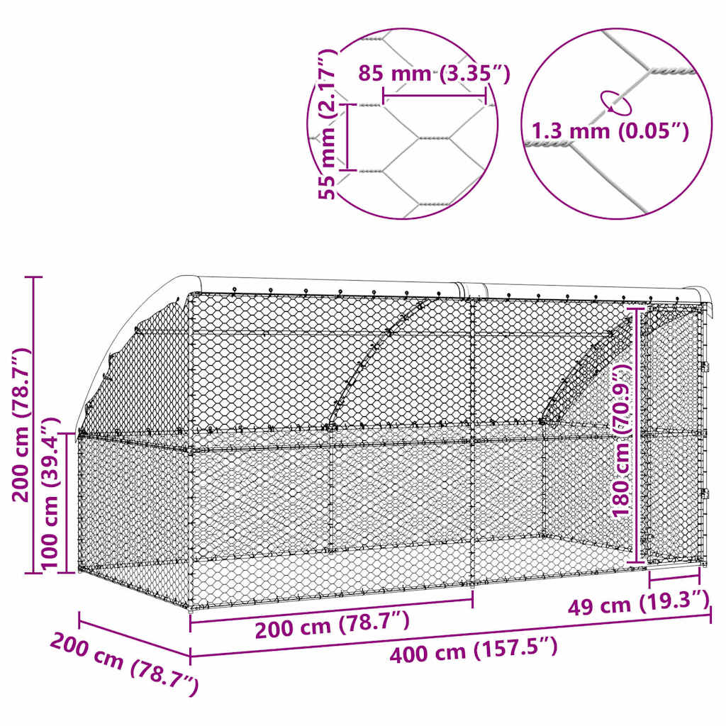Dog Kennel 2 pcs Silver 4 x 2 x 2 m Galvanised steel