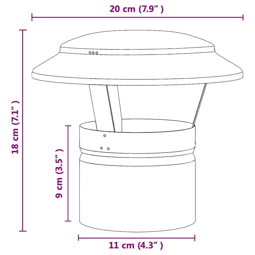 Rain Cover Chimney Silver 20 x 20 x 18 cm Stainless Steel