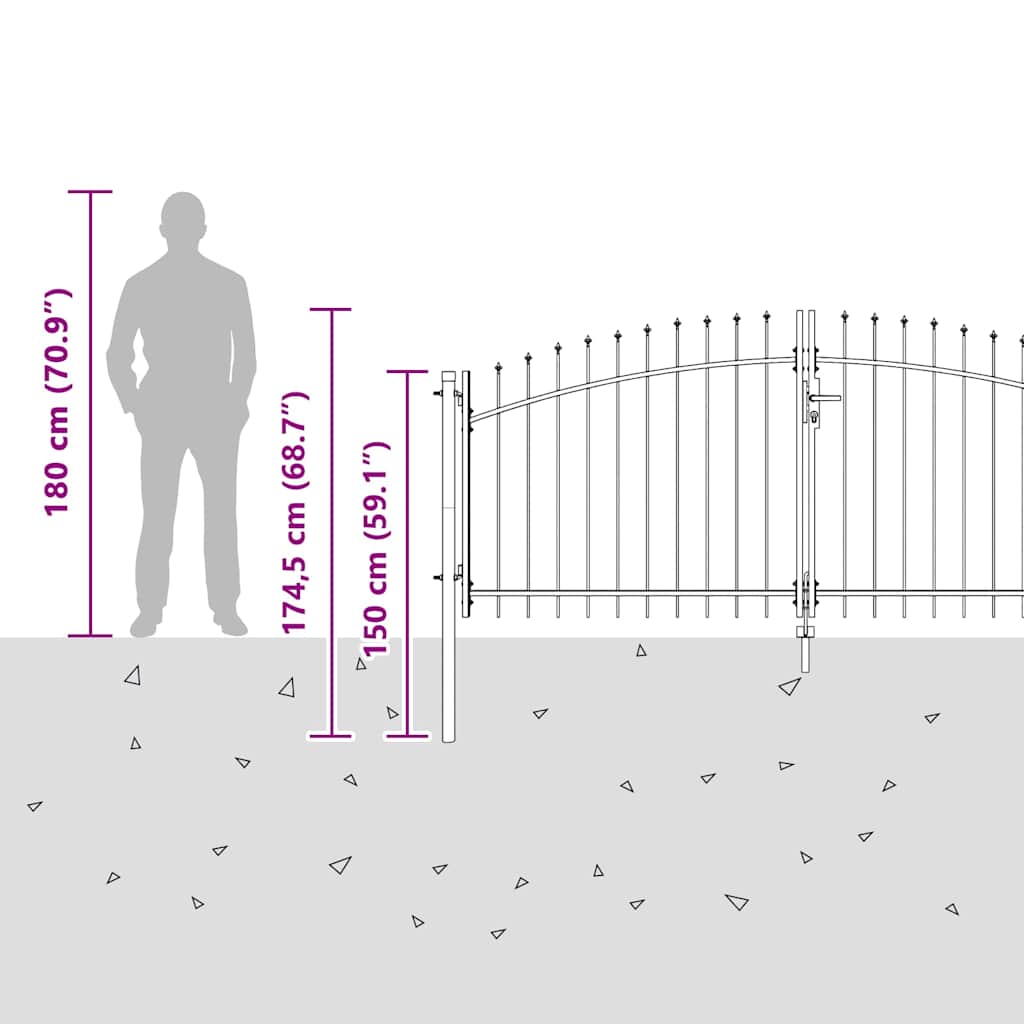 Double Gate WOERDEN 299.5 x 174.5 cm Steel Grey Lockable
