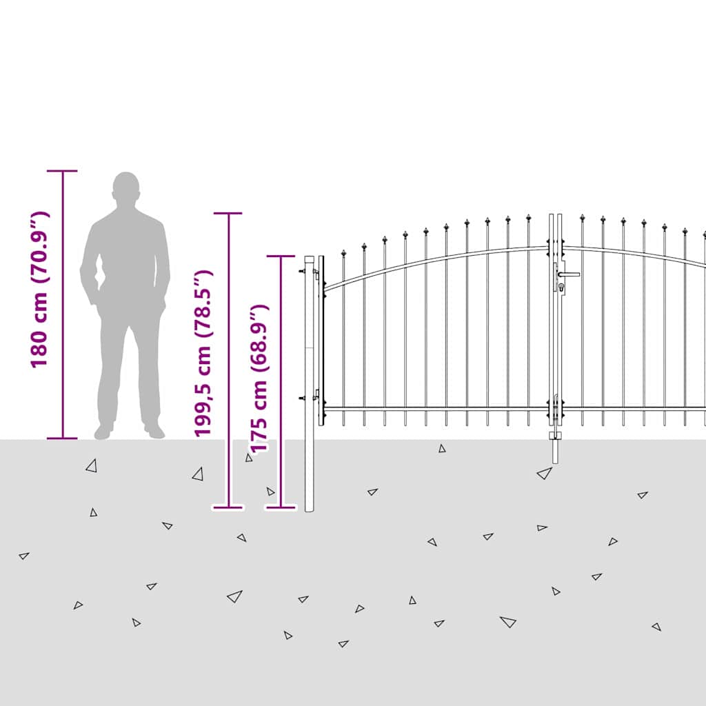 Double Gate WOERDEN 299.5 x 199.5 cm Steel Grey Lockable