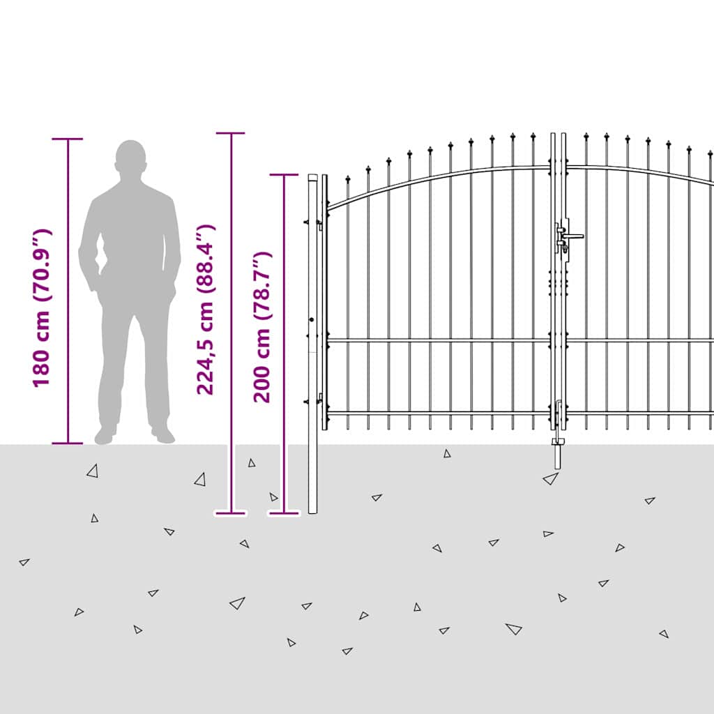 Double Gate WOERDEN 299.5 x 224.5 cm Steel Grey Lockable