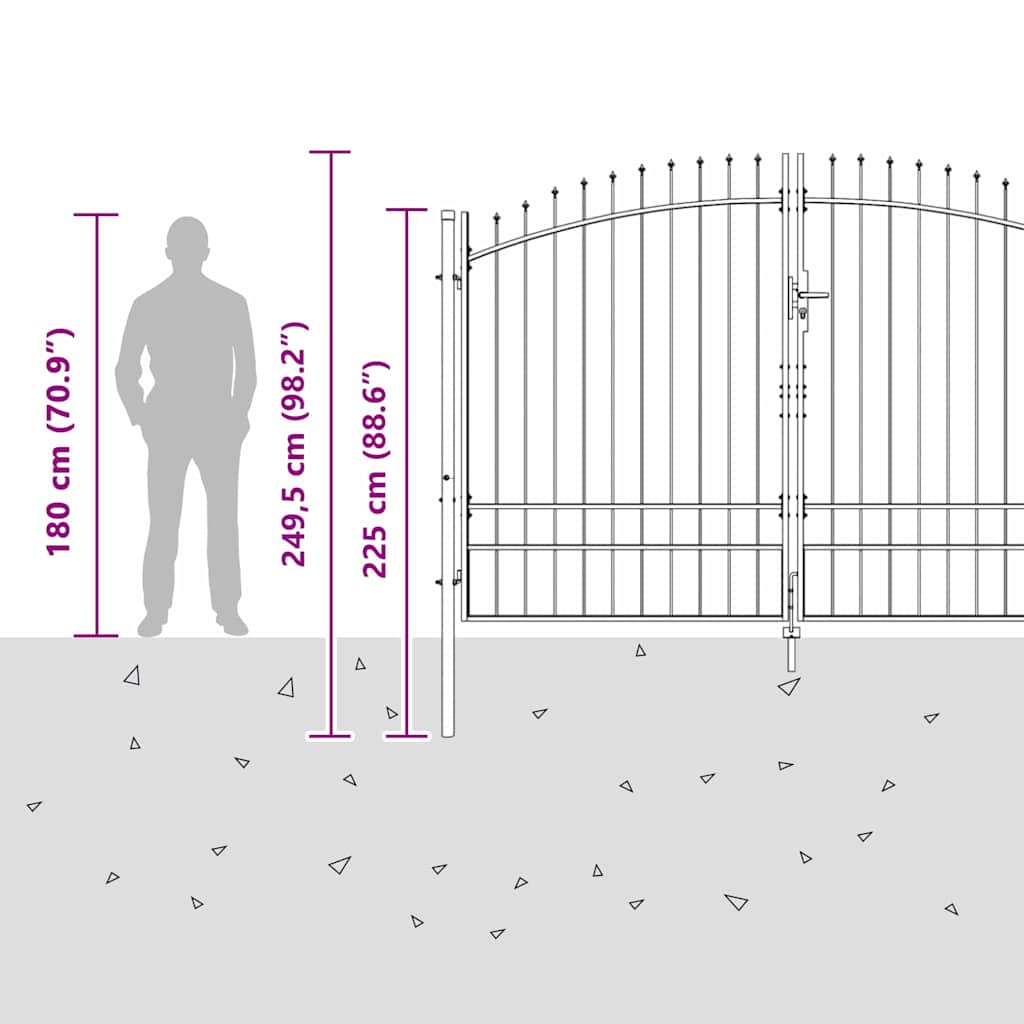 Double Gate WOERDEN 299.5 x 249.5 cm Steel Grey Lockable