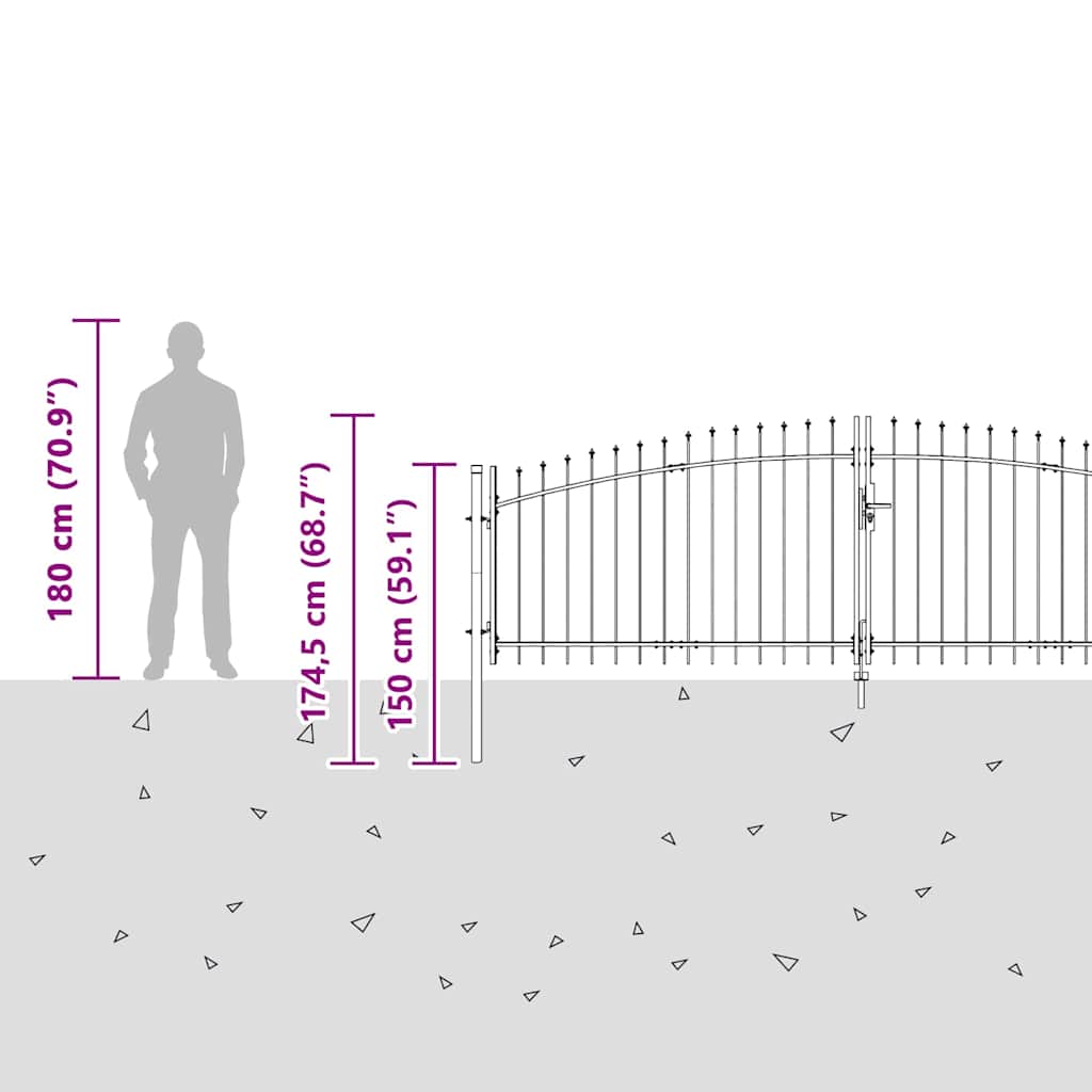 Double Gate WOERDEN 400 x 174.5 cm Steel Grey Lockable