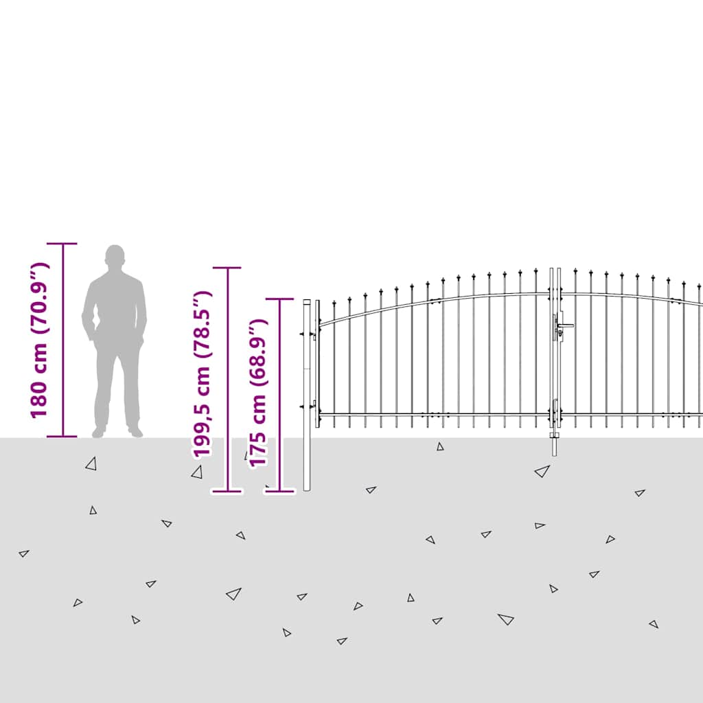 Double Gate WOERDEN 400 x 199.5 cm Steel Grey Lockable