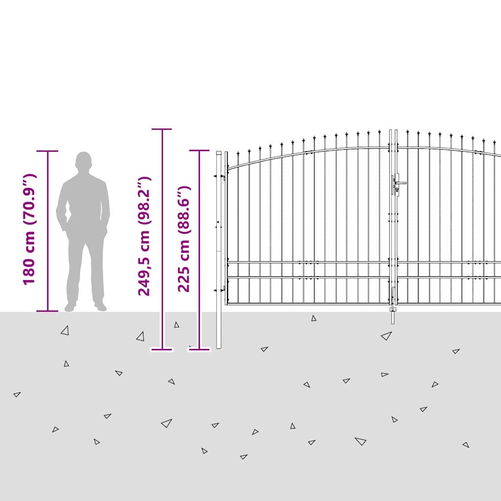 Double Gate WOERDEN 400 x 249.5 cm Steel Grey Lockable