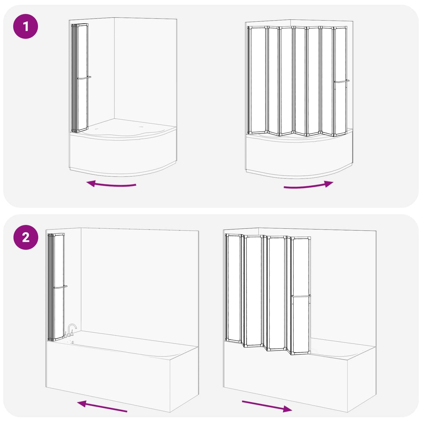 Shower Screen Folding Black 168 x 140 cm Aluminium