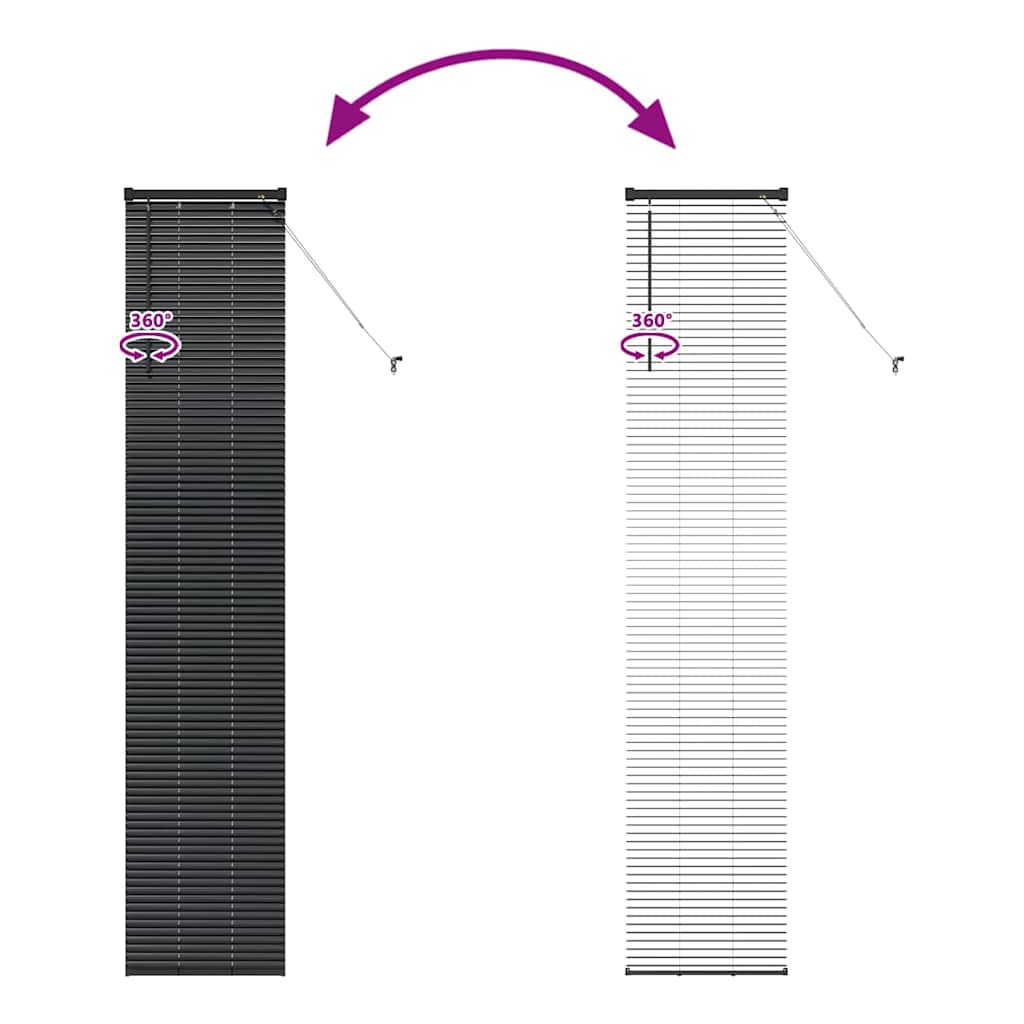 Venetian Blind Black 220 x 40 cm 25 mm Aluminium