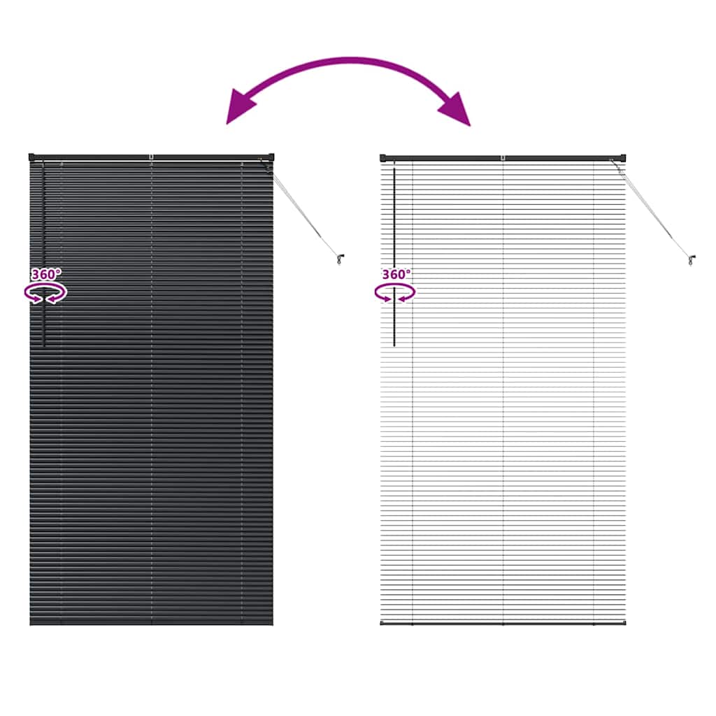 Venetian Blinds Black 220 x 115 cm Aluminium