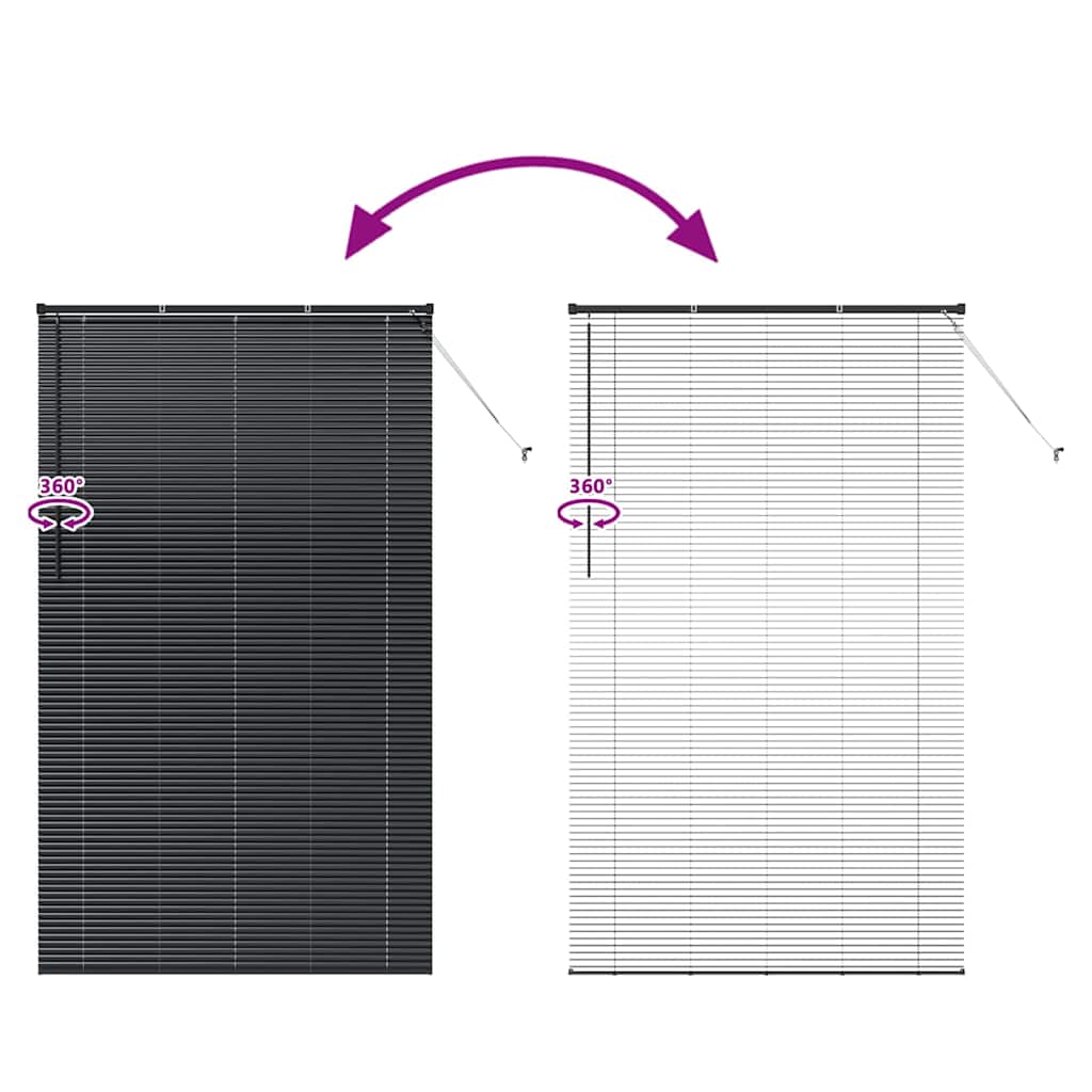 Venetian Blinds Black 220 x 130 cm Aluminium