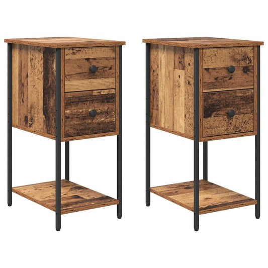 Bedside Cabinet 2 pcs Old wood 32 x 42 x 70 cm Engineered wood