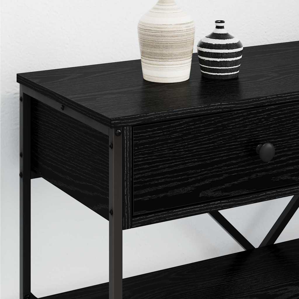 Console Table with Drawer with Shelf Other Black oak