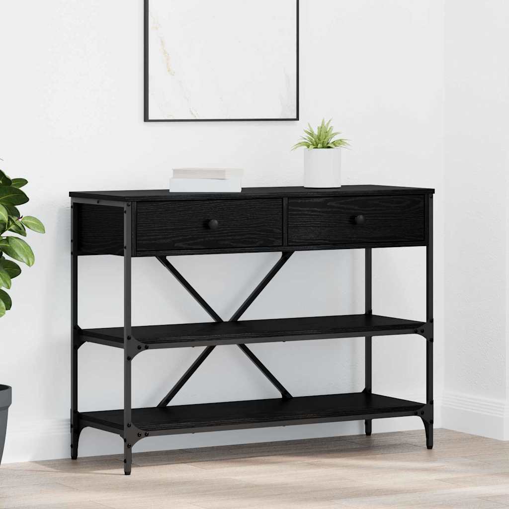 Console Table with Drawer with Shelf Other Black oak