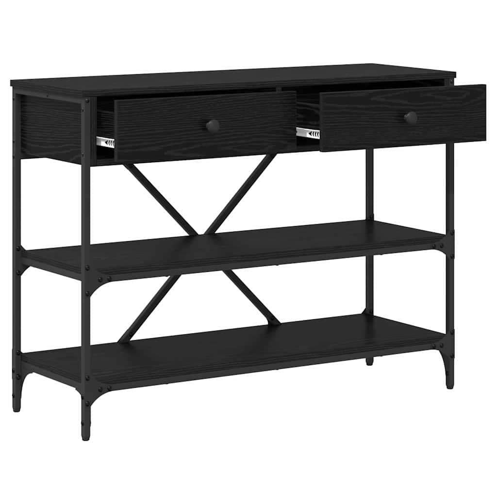 Console Table with Drawer with Shelf Other Black oak