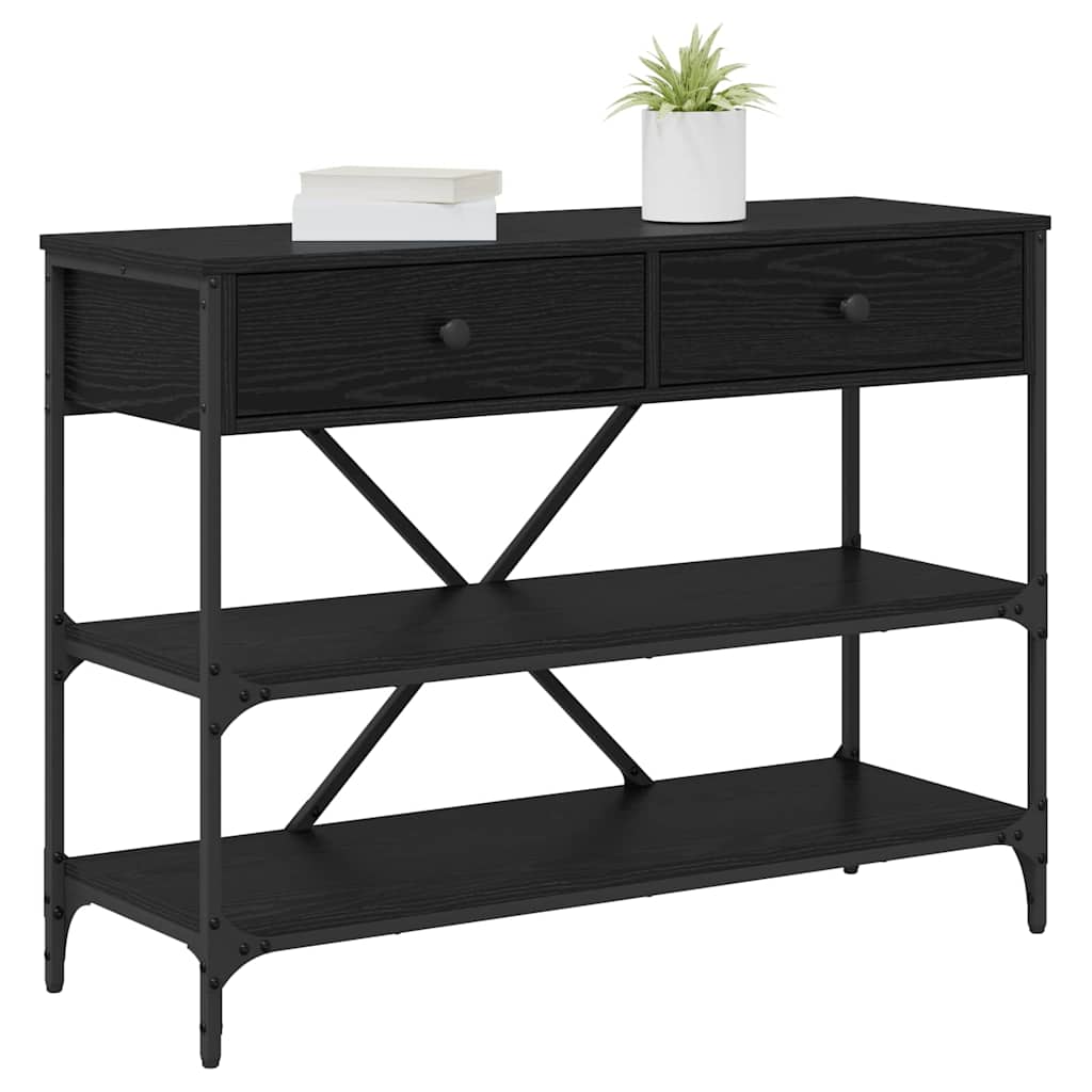 Console Table with Drawer with Shelf Other Black oak
