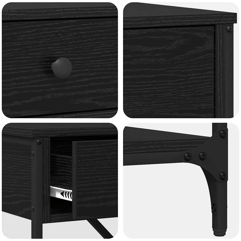 Console Table with Drawer with Shelf Other Black oak