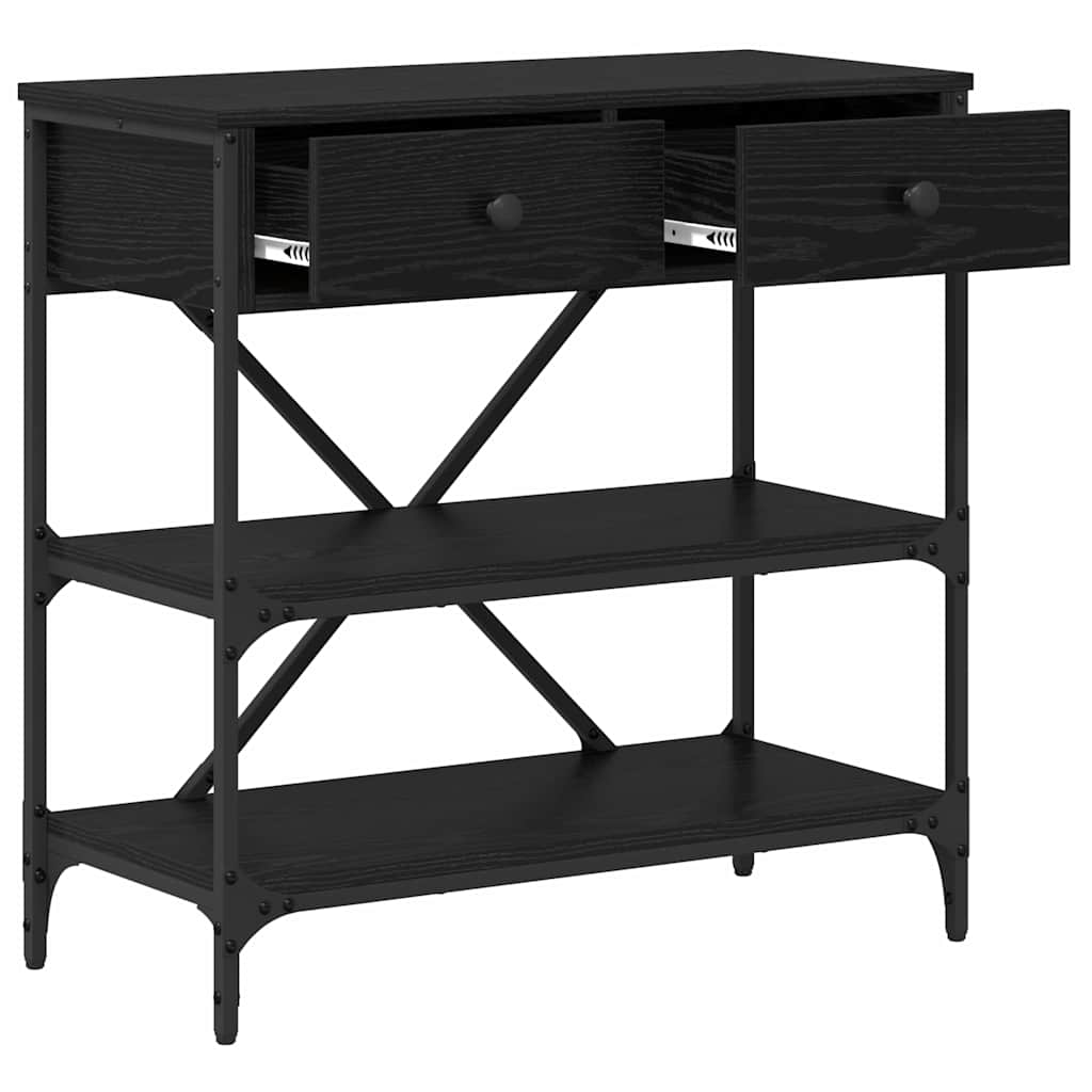 Console Table with Drawer with Shelf Other Black oak