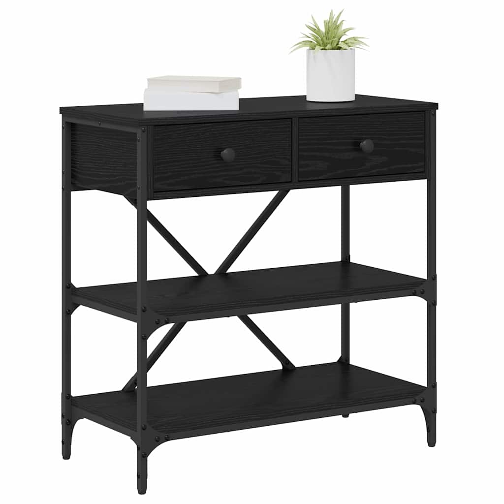Console Table with Drawer with Shelf Other Black oak