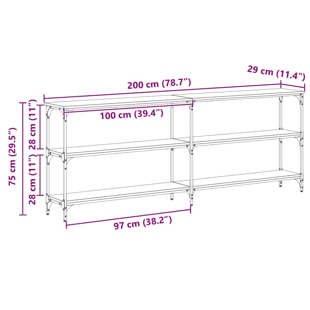 Console Table with Shelf with Storage Old Wood 200 x 29 x 75 cm