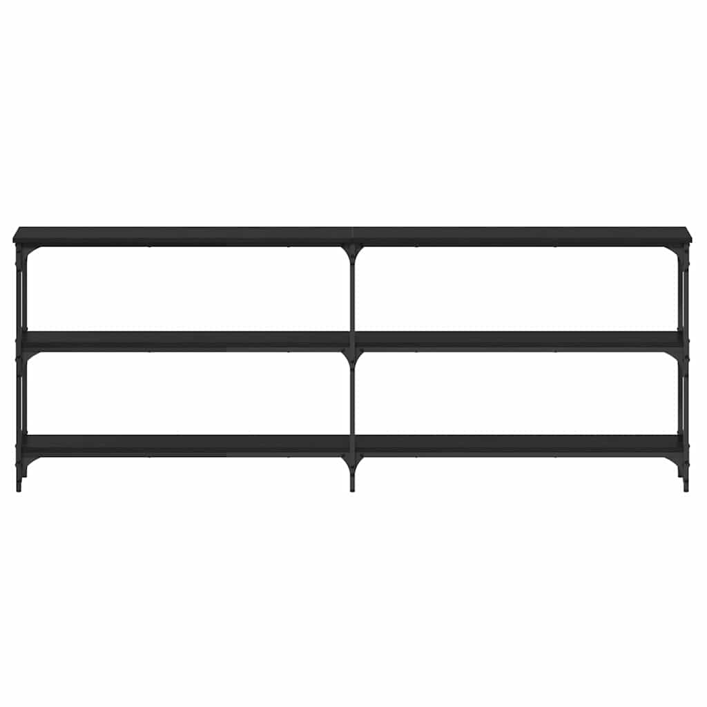 Console Table with Shelf Black oak 200 x 29 x 75 cm