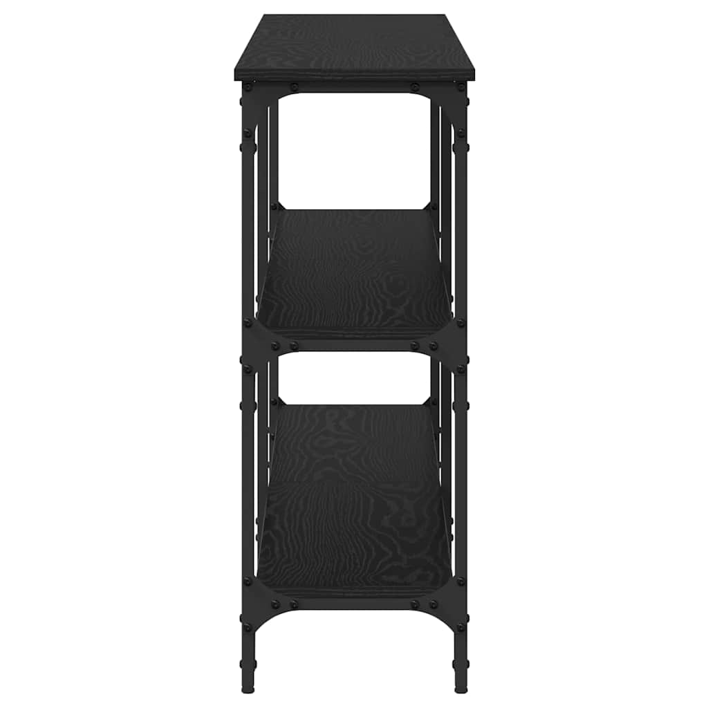 Console Table with Shelf Black oak 200 x 29 x 75 cm