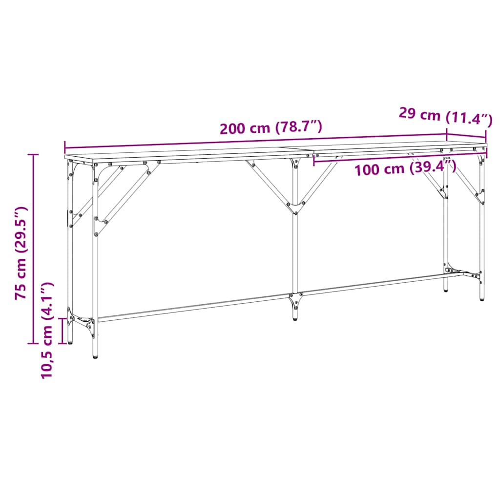 Console Table Black oak 200 x 29 x 75 cm