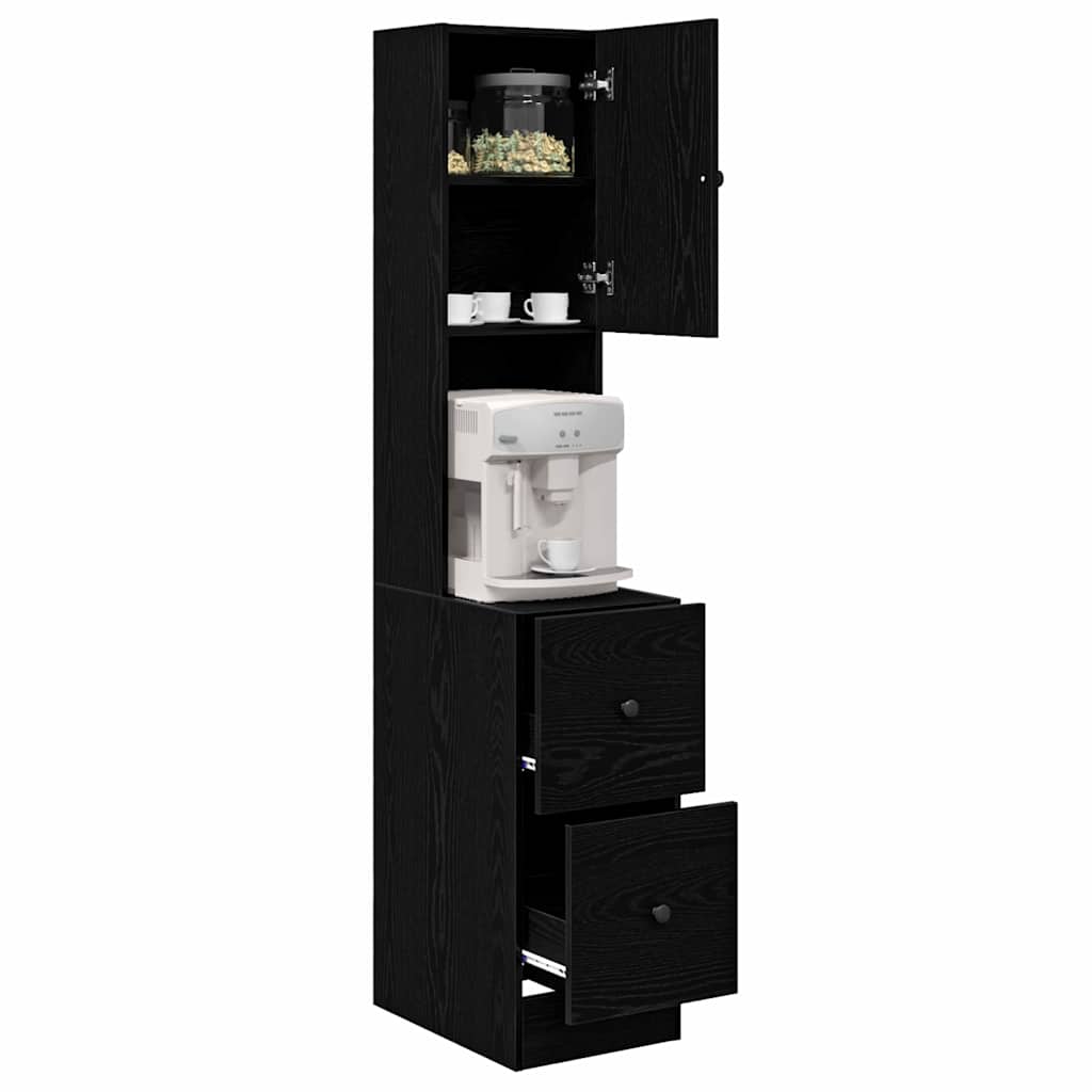Kitchen Cabinet with Drawer with Door Black oak Engineered wood