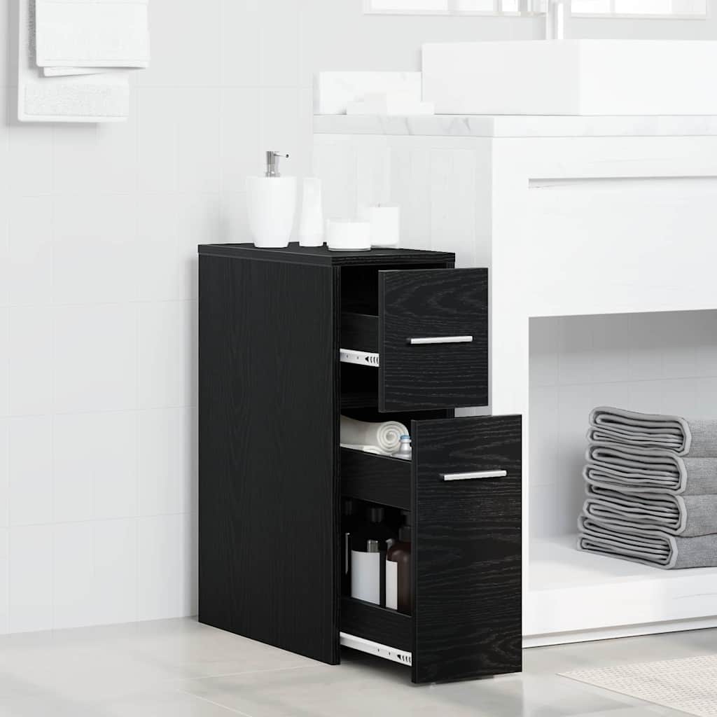 Slim Bathroom Cupboard Black oak 22 x 44 x 61.5 cm