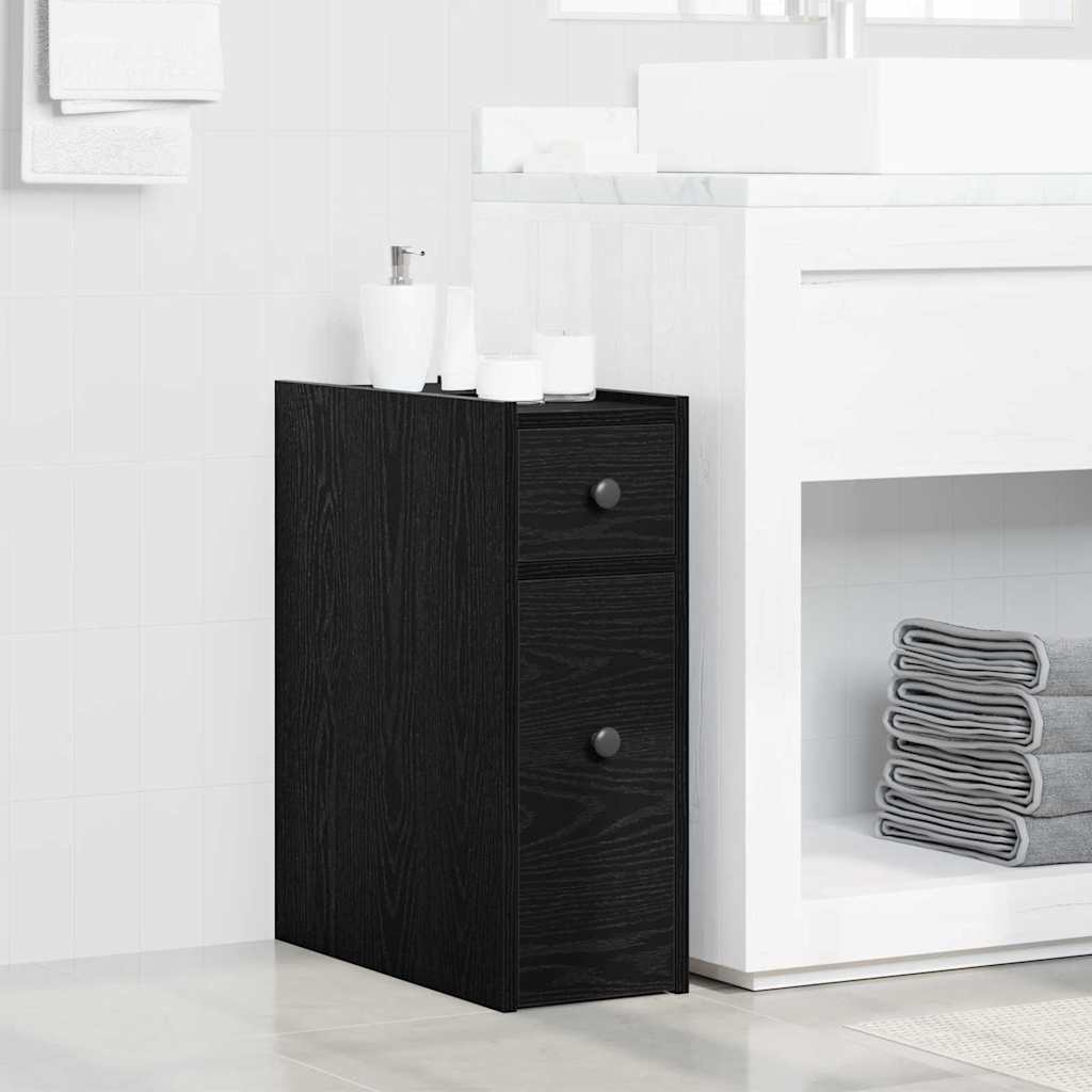 Narrow Bathroom Cupboard Black oak 80 x 18 x 60 cm