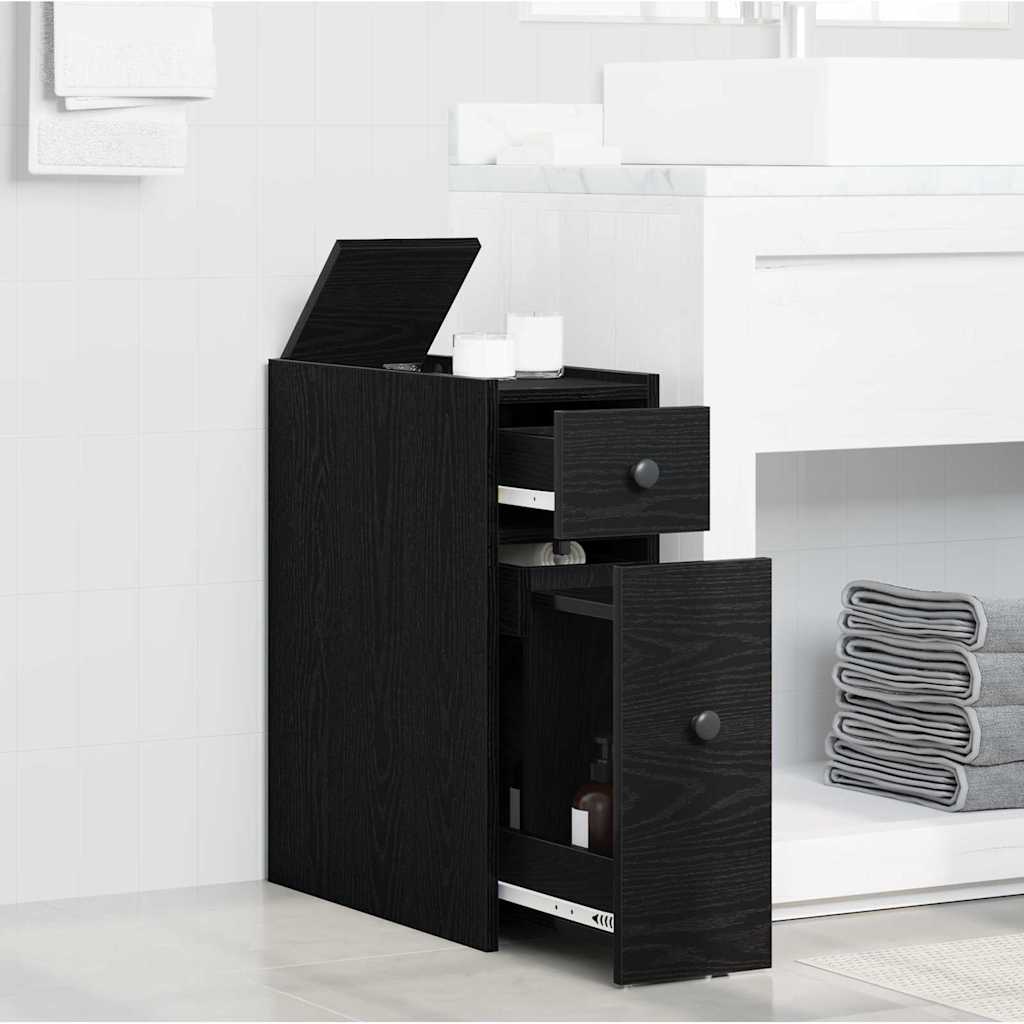 Narrow Bathroom Cupboard Black oak 80 x 18 x 60 cm