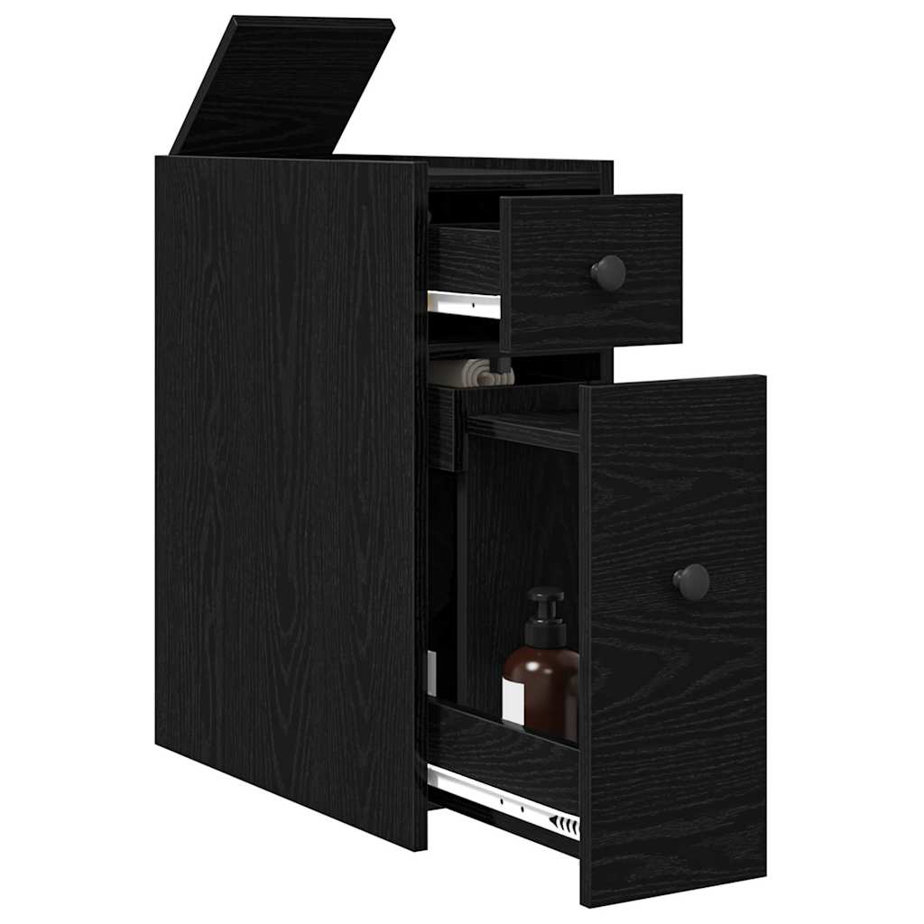 Narrow Bathroom Cupboard Black oak 80 x 18 x 60 cm