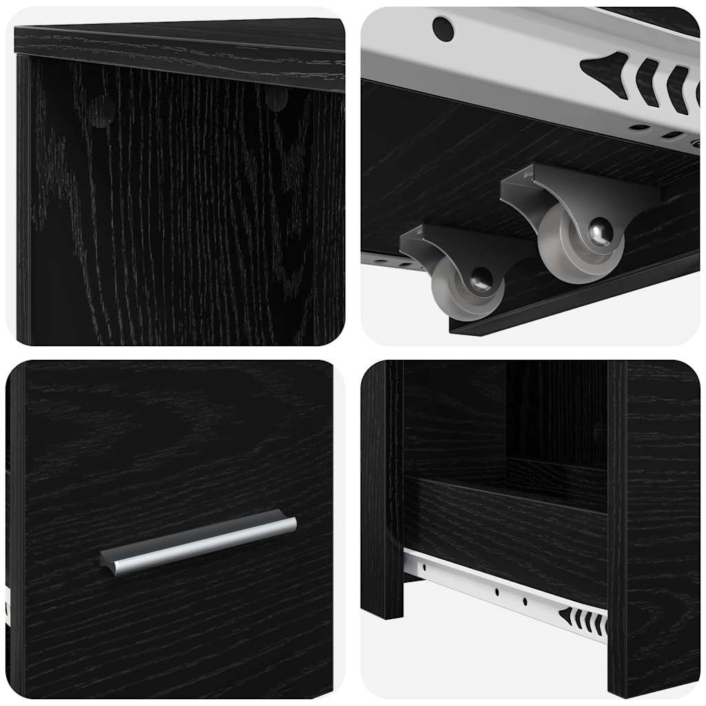 Narrow Bathroom Cupboard Black oak 22 x 41 x 135 cm