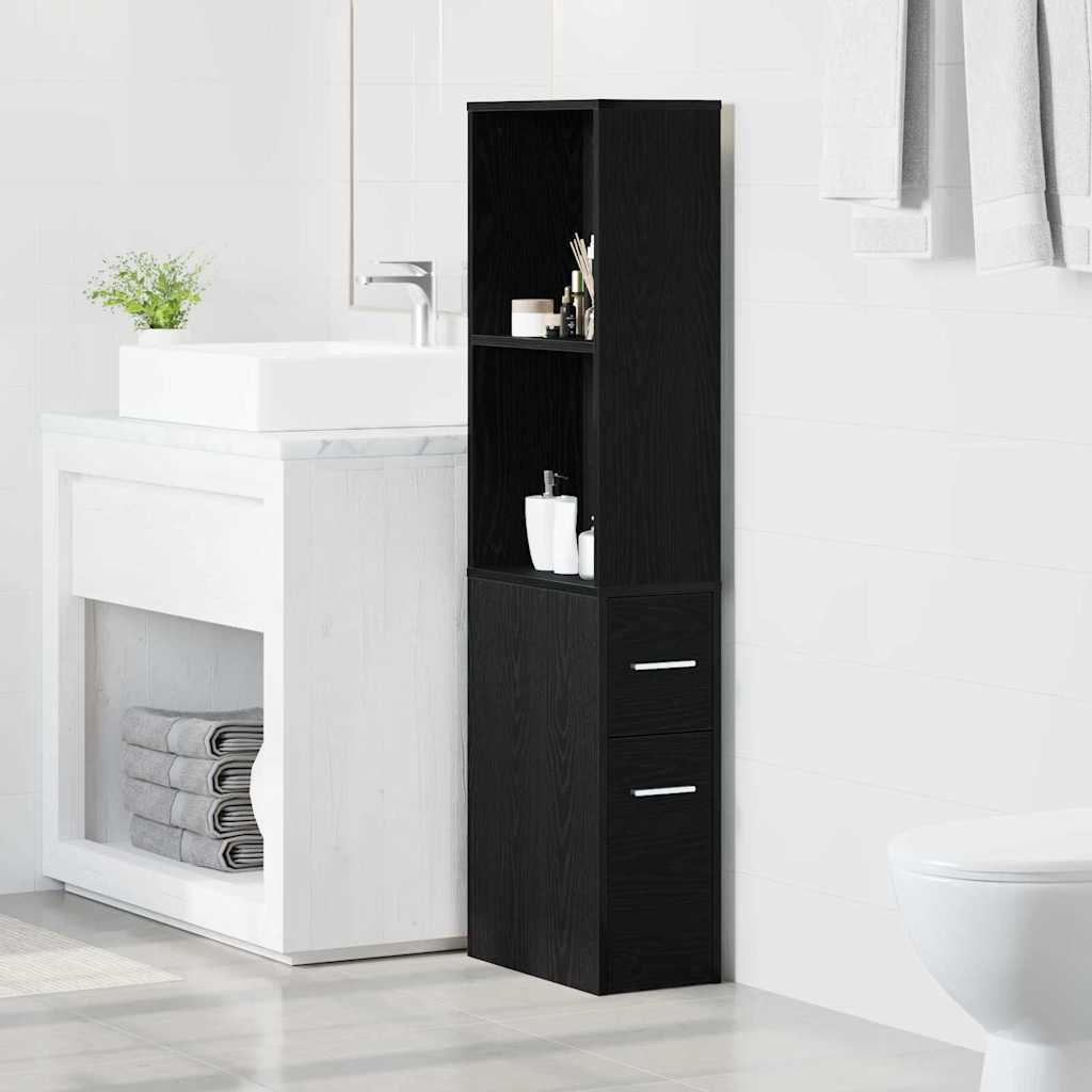 Narrow Bathroom Cupboard Black oak 22 x 41 x 135 cm