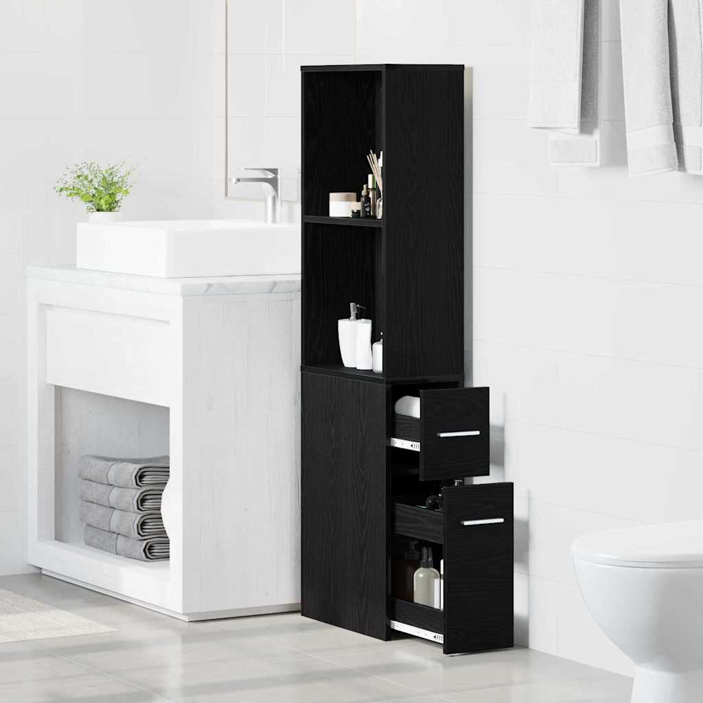 Narrow Bathroom Cupboard Black oak 22 x 41 x 135 cm