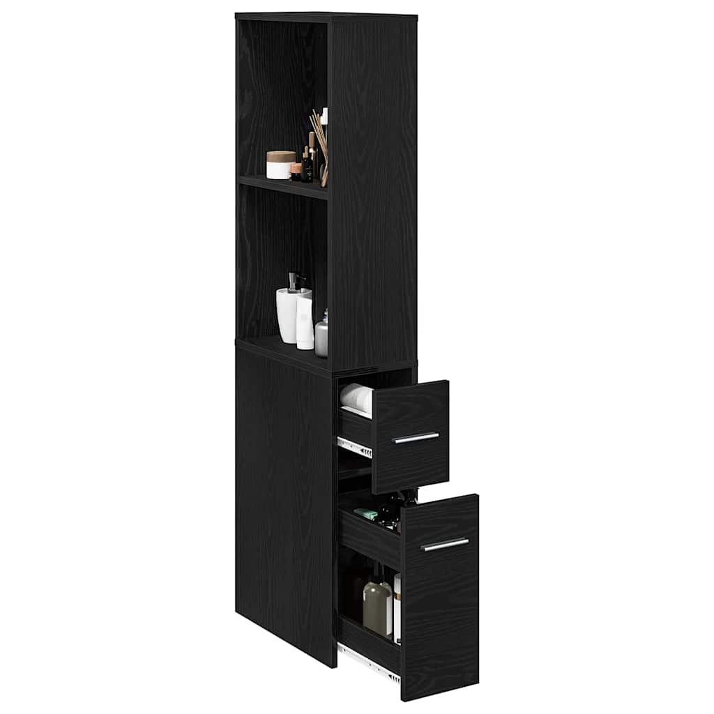 Narrow Bathroom Cupboard Black oak 22 x 41 x 135 cm