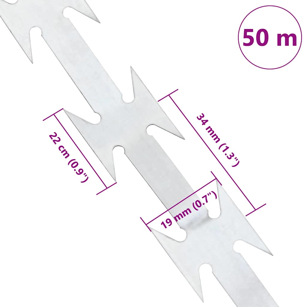 Razor Wire Silver 5000 x 1.9 cm Galvanised steel