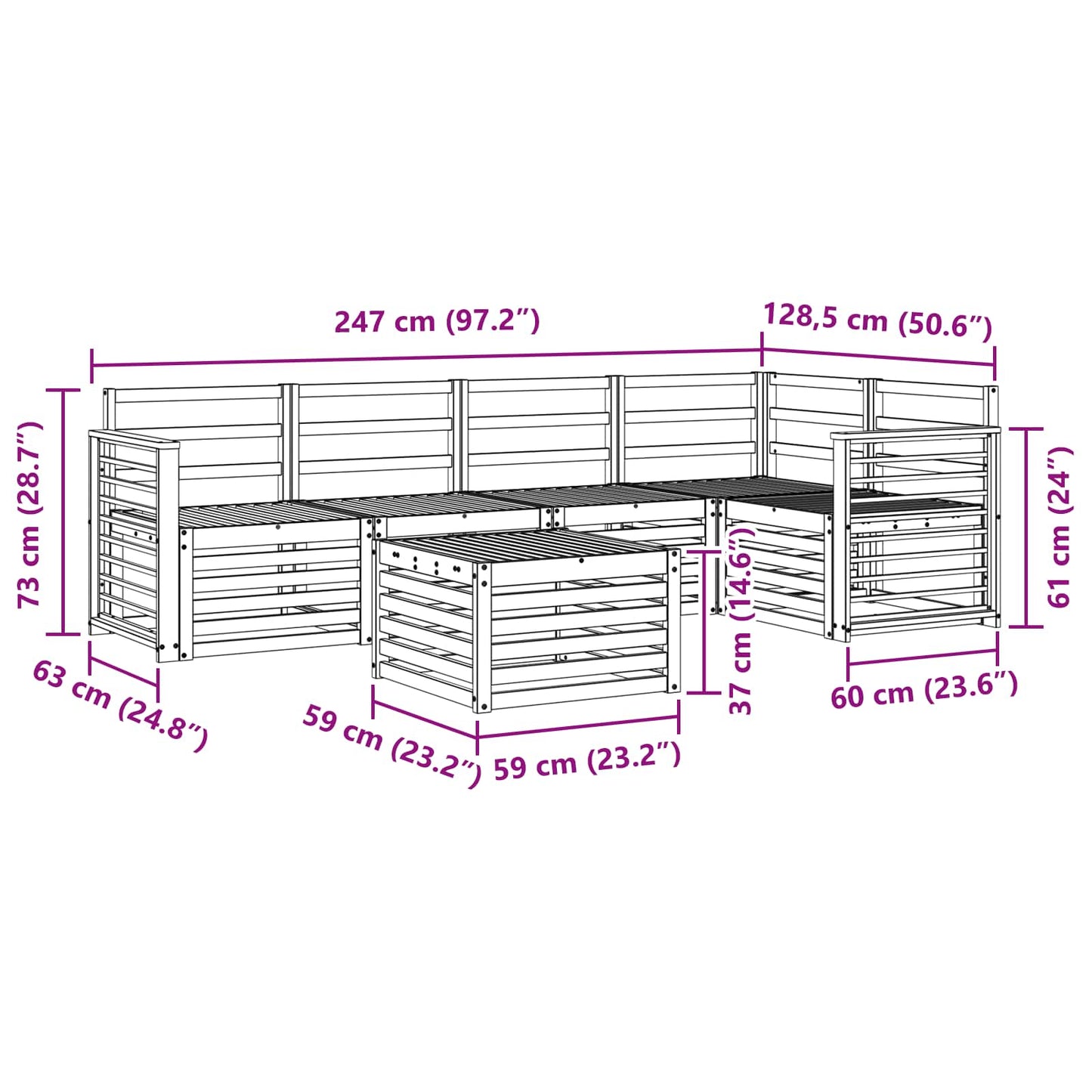 Outdoor Sofa Set 6 pcs Natural Polyester