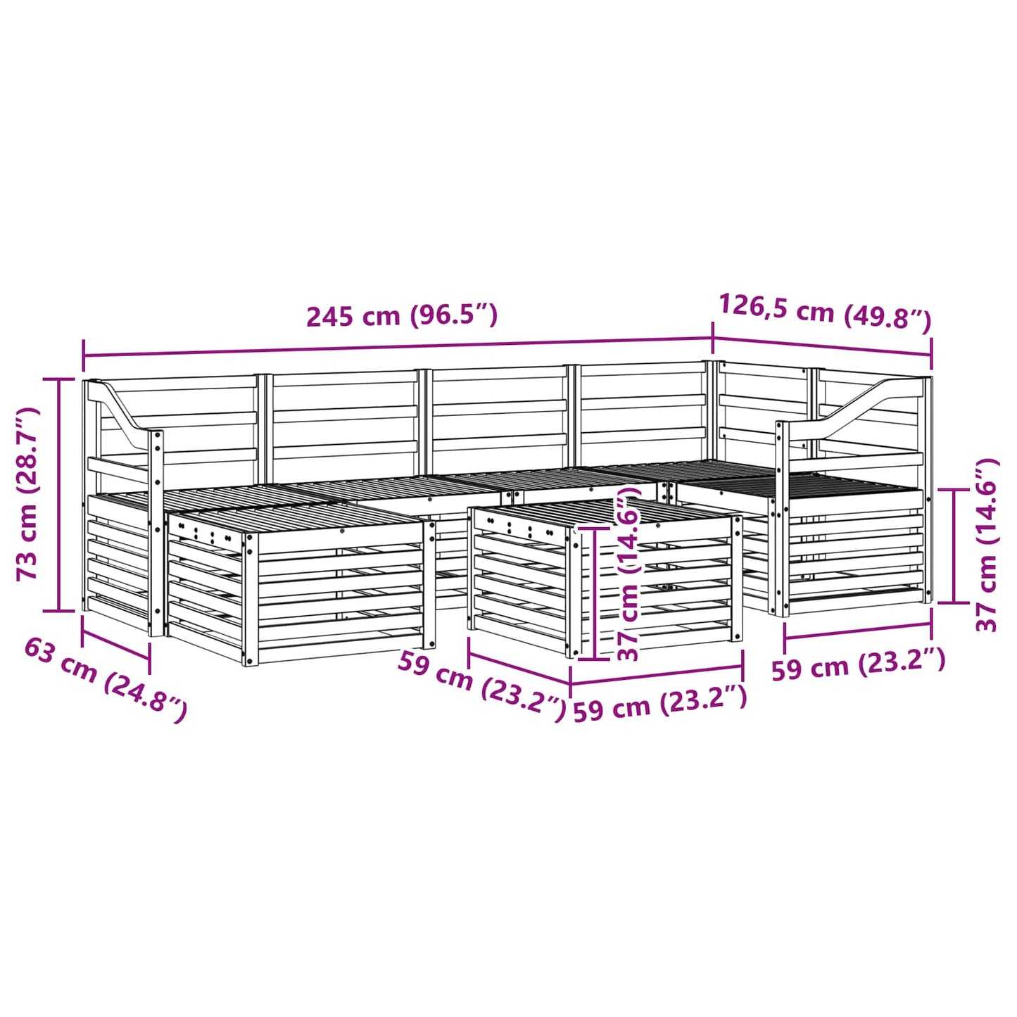 Outdoor Sofa Set 7 pcs Natural Polyester
