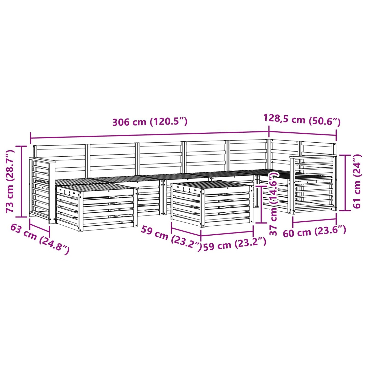 Outdoor Sofa Set 8 pcs Natural