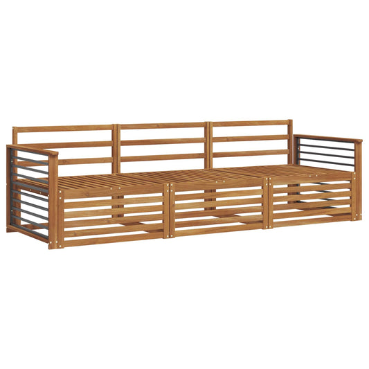 Outdoor Sofa Set 3 pcs Natural Solid Acacia Wood