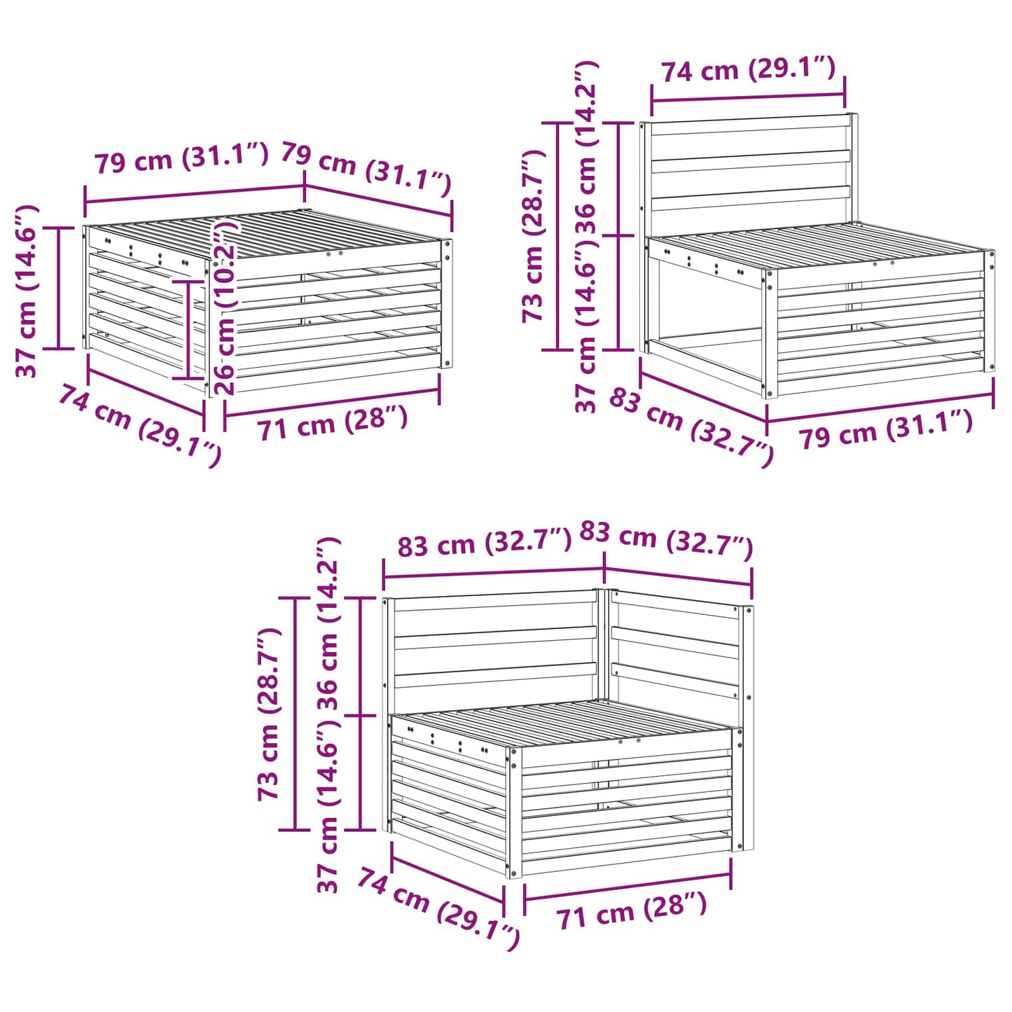 Outdoor Sofa Set 7 pcs Natural