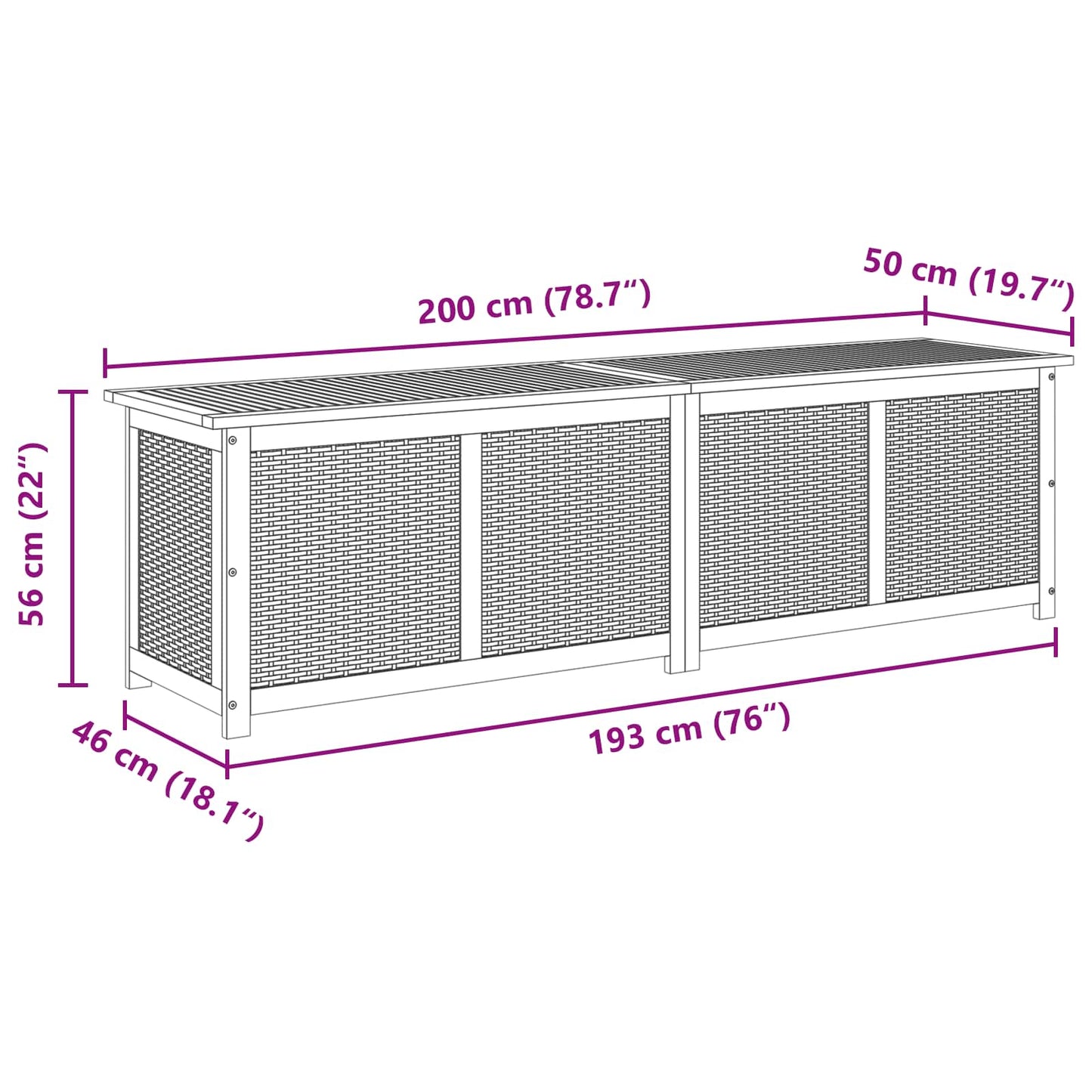 Garden Storage Box 185 L Solid Acacia Wood Black