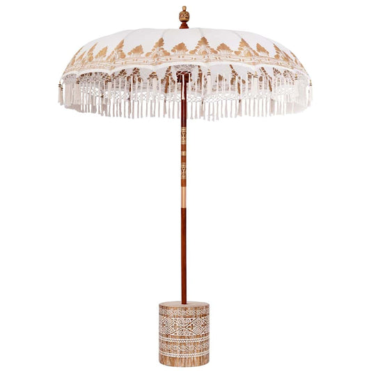 Balinese Parasol with Base Cream 185 x 185 x 260 cm