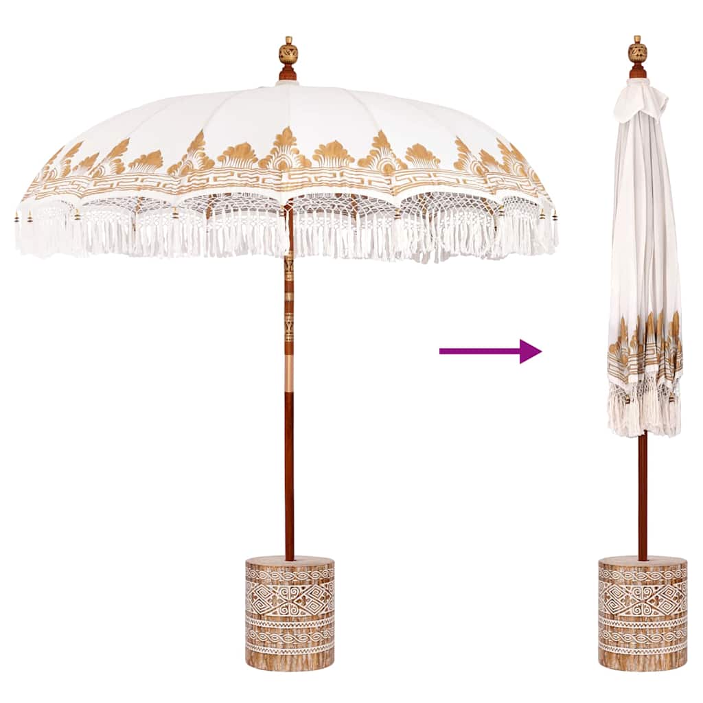 Balinese Parasol with Base Cream 215 x 215 x 260 cm