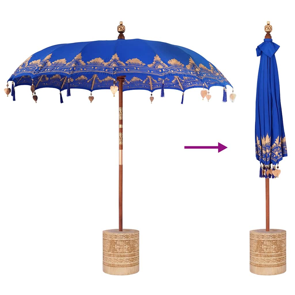 Balinese Parasol with Base Blue 215 x 215 x 260 cm