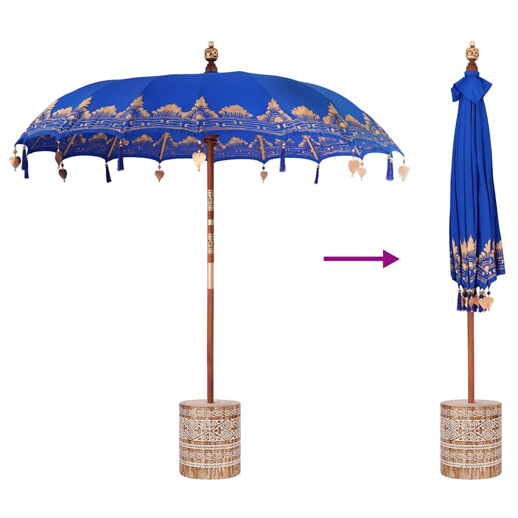 Balinese Parasol with Base Blue 215 x 215 x 260 cm