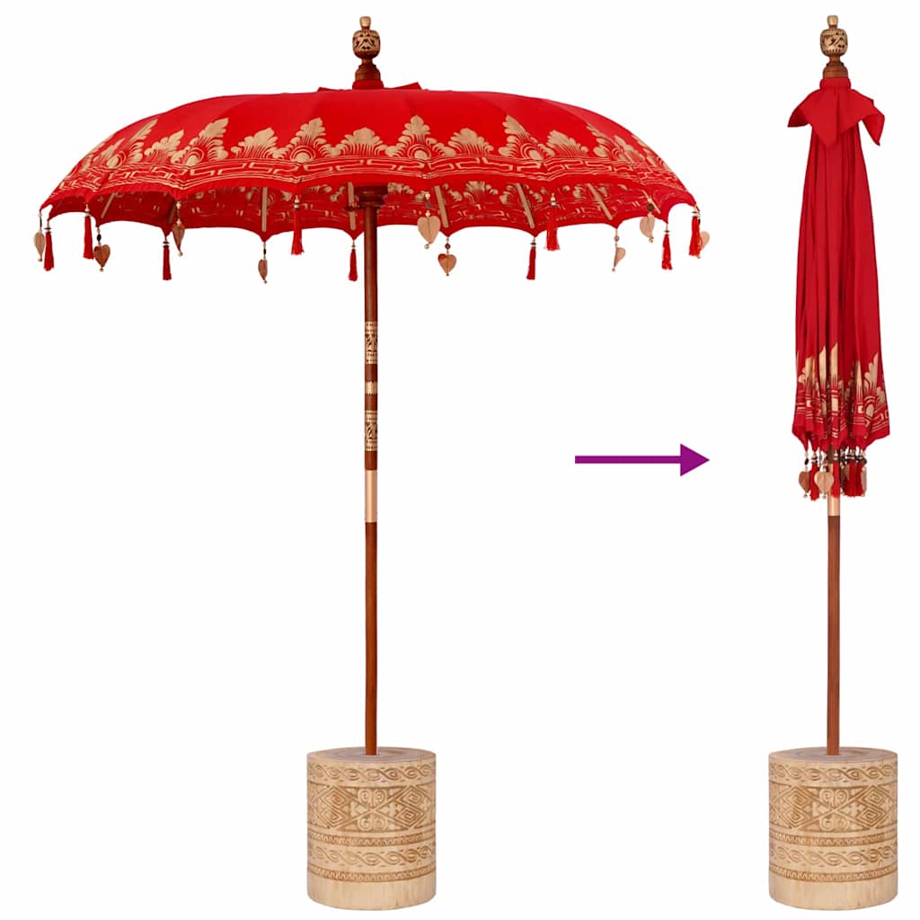 Balinese Parasol Red 180-190 cm Cotton and solid wood