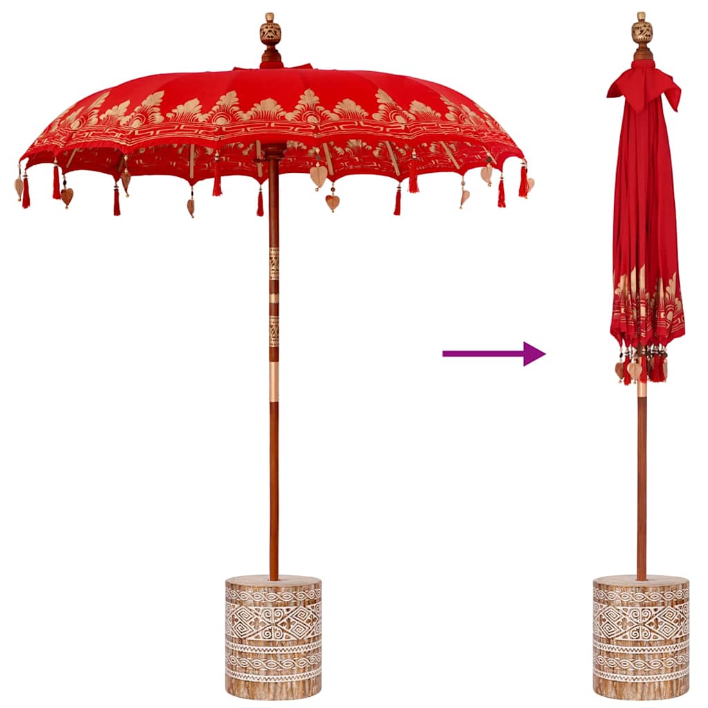 Balinese Parasol Red 180-190 cm Cotton and solid wood