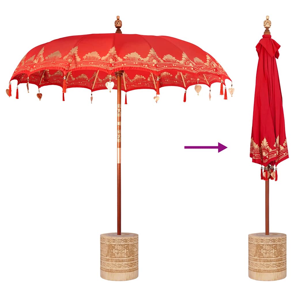 Balinese Parasol Red 215 x 215 x 260 cm Cotton and solid wood